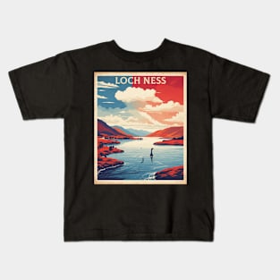 Loch Ness United Kingdom Vintage Travel Tourism Poster Kids T-Shirt